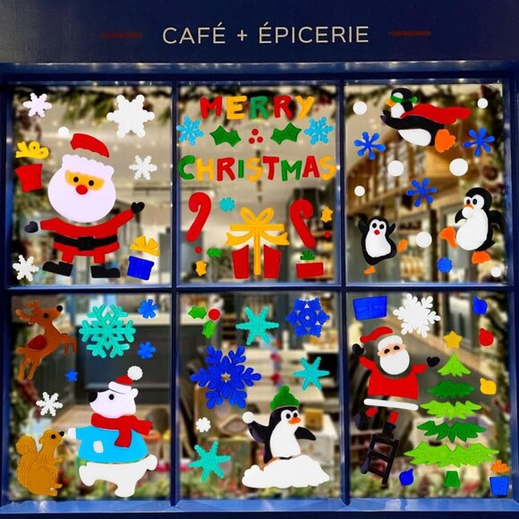 6pcs Christmas Gel Window Clings - Xmas Santa Claus Snowman Snowflake Penguin Ch - Picture 5 of 7